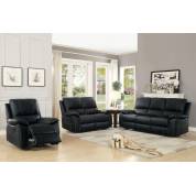 Greeley Reclining Sofa Set - Top Grain Leather Match - Black